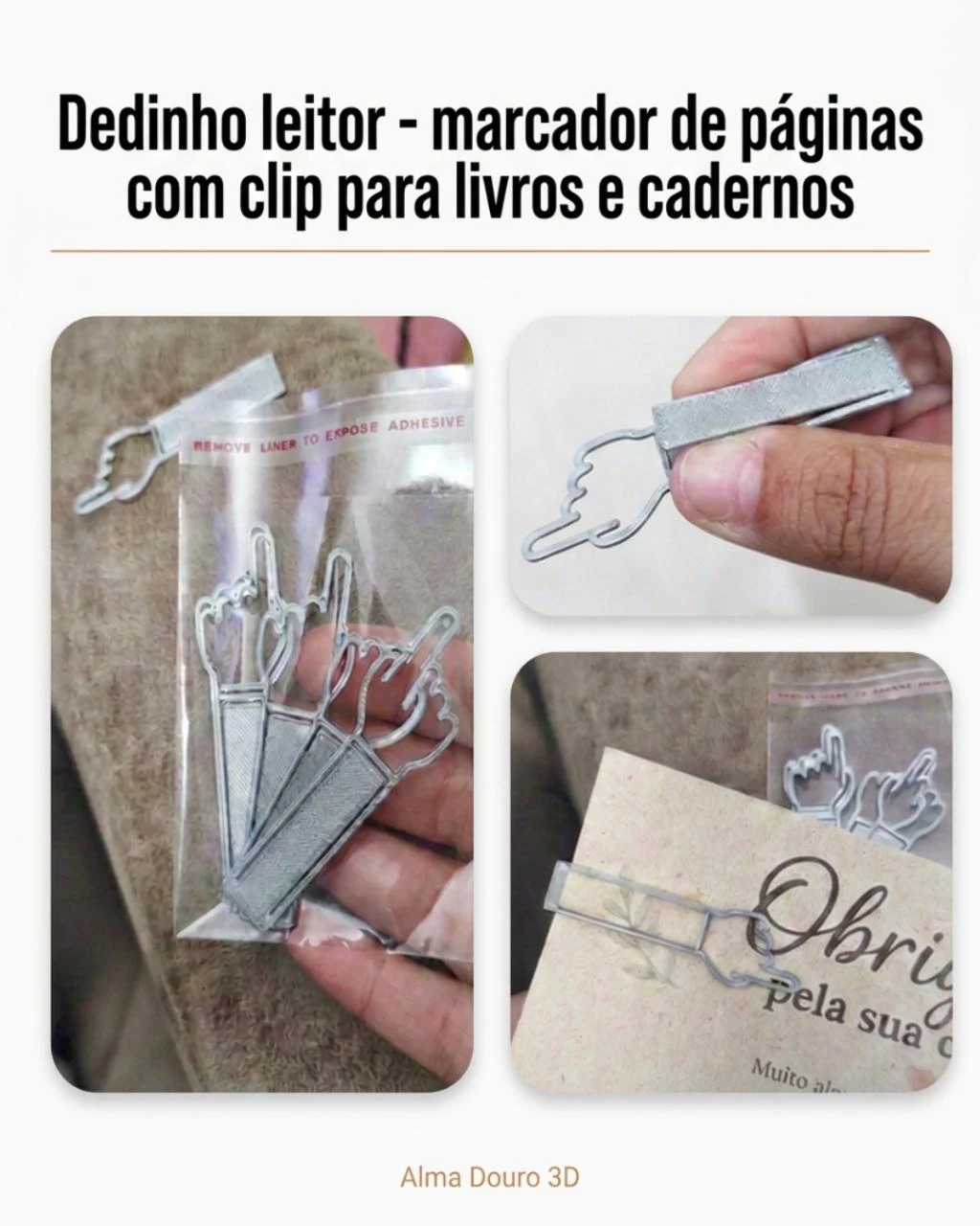 Dedinho Leitor – Marcador de Páginas com Clip para Livros 📚☝️pack 10 unidades
